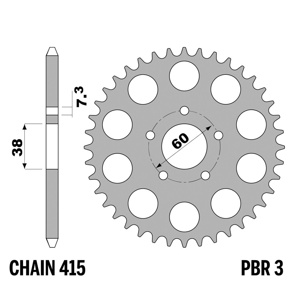 Pignon arrière PBR 40 dents pour cyclomoteur Garelli Urka 50