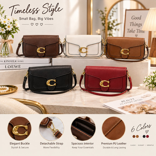 Women Shoulder Bag Leather Square Shape Multi-Compartment Strong Durable Quality