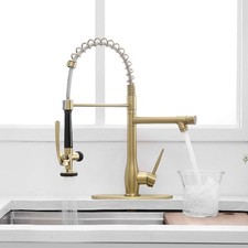 Brushed Gold Kitchen Faucet Pull Down Sprayer Single Handle