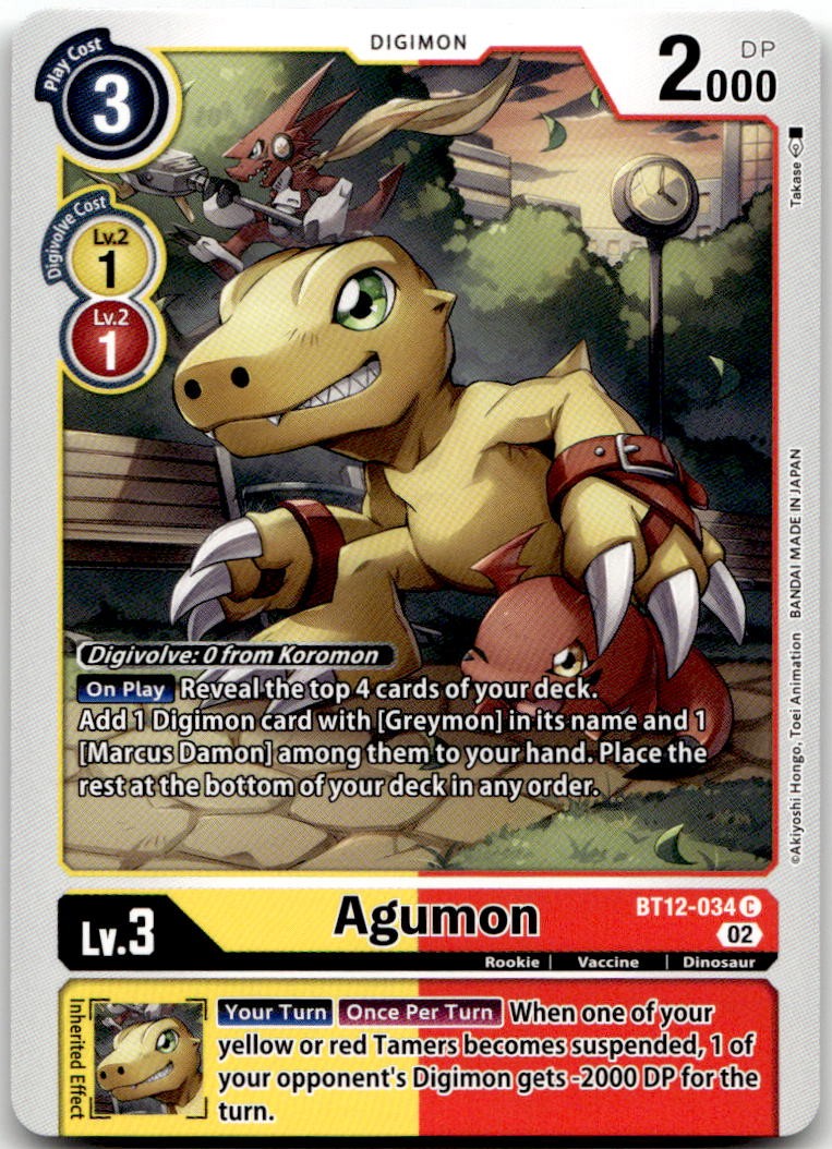 Agumon - BT12-034 BT12-034 C Across Time Common Unique Art Card Digimon TCG NM/M
