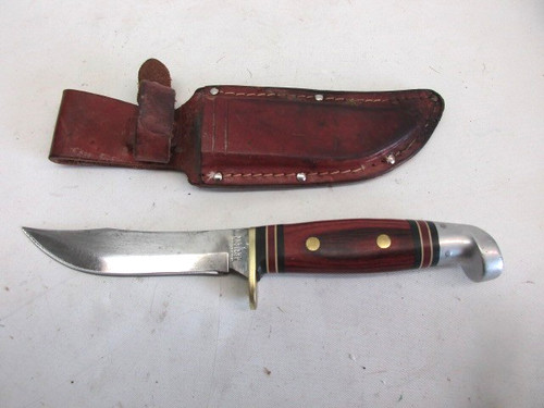 VINTAGE WESTERN CUTLERY U.S.A. L-66 K FIXED BLADE KNIFE & ORIGINAL SHEATH, 1987