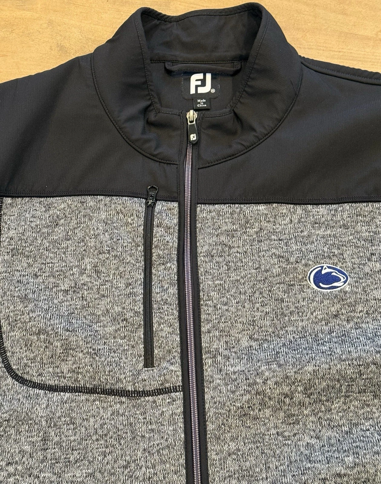 Penn State FJ FootJoy Jacket Sweater Mens XXL Black Gray Golf Fleece Lined Golf