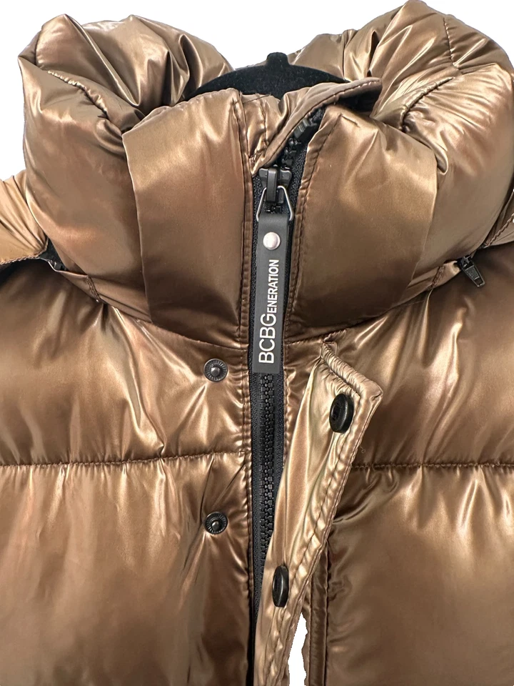 Chaqueta acolchada BCBGeneration bronce metálico para mujer XS sin plumas Foto 4 de 4