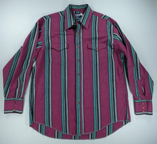 Wrangler Shirt Mens 17-34 Purple Stripe X Long Tails Cowboy Western Pearl Snap