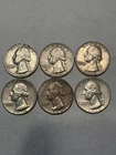 6 Lot Of - 1963 Washington Silver Quarter Coin 90%