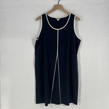 J. Jill Fit Shift Dress Womens Large Navy Stretch Piping Sleeveless Casual