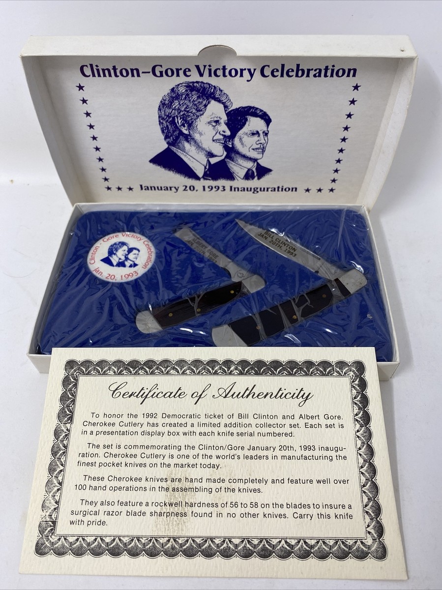 1993 Cherokee Cutlery Clinton-Gore Victory Celebration Knife Set