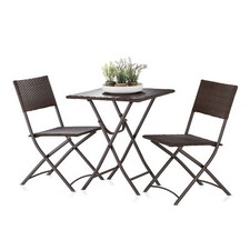 Gartenset Gartenstuhl Gartentisch Bistro-Set klappbar Dunkelbraun wetterfest