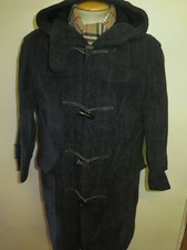 Genuine Gloverall Wool Duffle Duffel Coat Raincoat S Uk 6/8 Euro 34/36 Grey