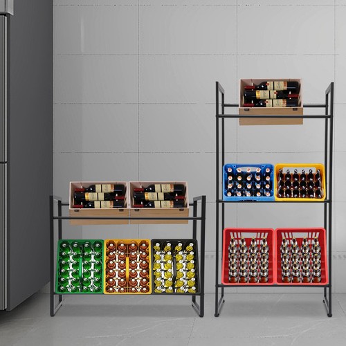 Soporte de caja de 3 niveles moderno negro cajas de bebidas soporte para caja de botellas - Imagen 12 de 17