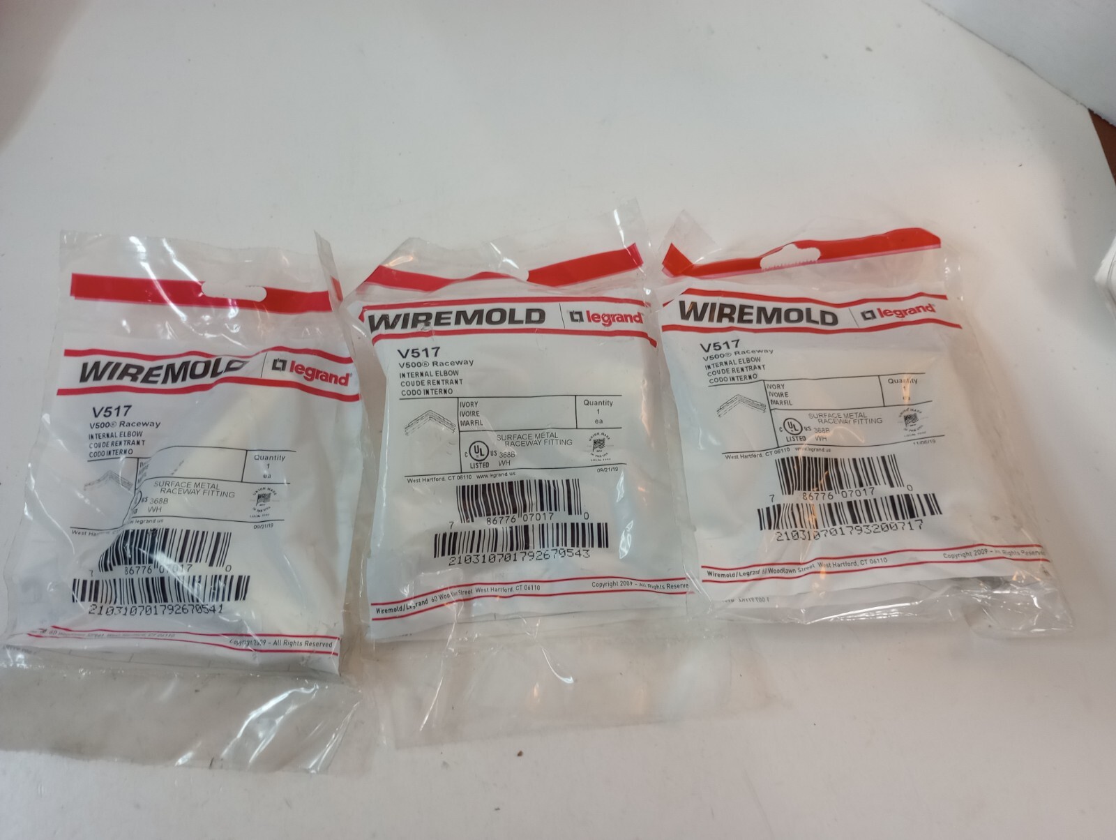 Wiremold Legrand V517 V500 Raceway Internal Elbow Ivory Lot of 3 | eBay