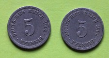 Lot M&uuml;nzen 2 x 5 Pfennig 1902 A D Kaiserreich