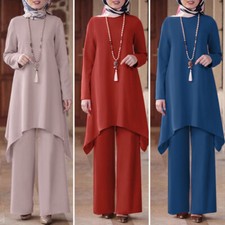 Muslim Islamic Casual Abaya Tops Pants Sets Turkey Kaftan Autumn Women Clothing