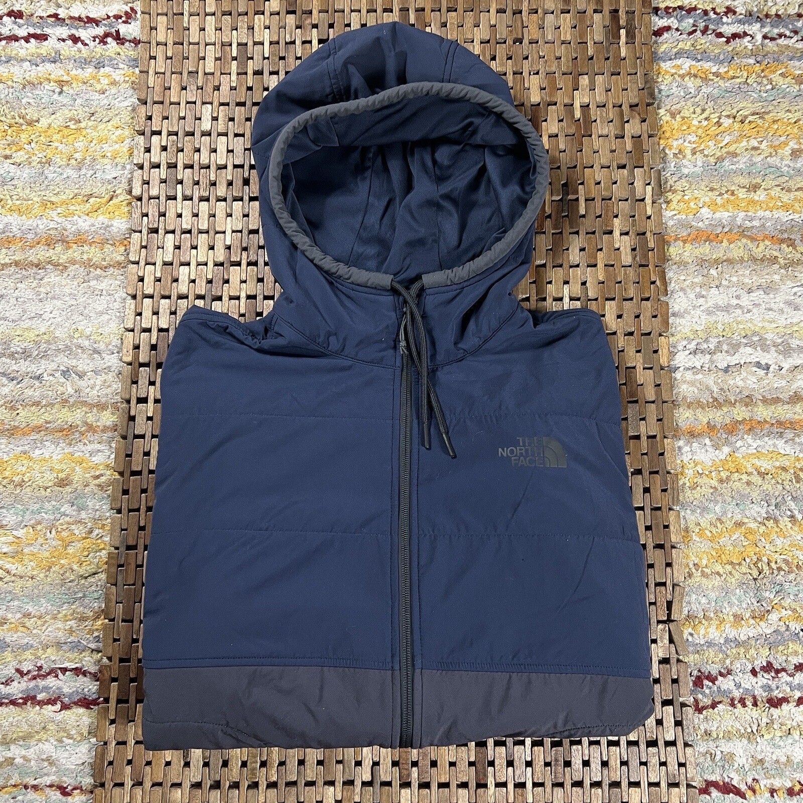 The North Face Super Soft Full Zip Puffer Jacket Hoodie Grey Blue Men’s Large L