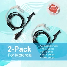 2x  Acoustic PTT 2-Wire Earpiece for Motorola Radios MTP850S APX4000 XPR7550