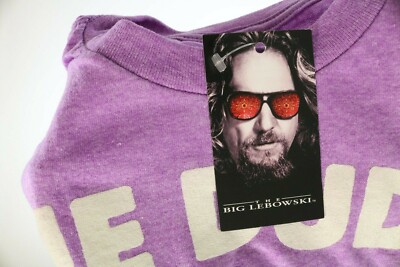 T-shirt Big Lebowski Officiellement Licencié - Allover Print - Homme Blanc Neuf Avec Étiquettes