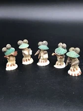 Vintage Hand-Made Sea Shell FROG BAND With INSTRUMENTS 2 Inches Tall(SEE PICS)