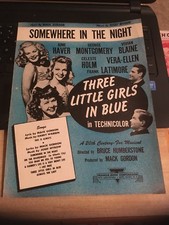 Vintage Sheet Music: Somewhere in the Night, Three little Girls in Blue 1946