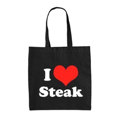 I Love Steak - Canvas Tote Bag - Food Meat Sirloin Rib Eye Filet T-Bone