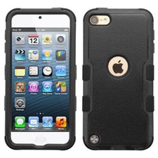 iPod Touch 5th 6th  7th Gen - BLACK Armor Hard  Soft Rubber Hybrid Case Cover