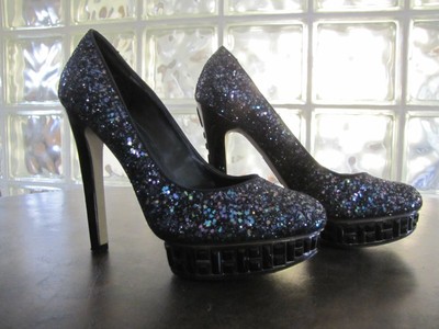 black iridescent heels