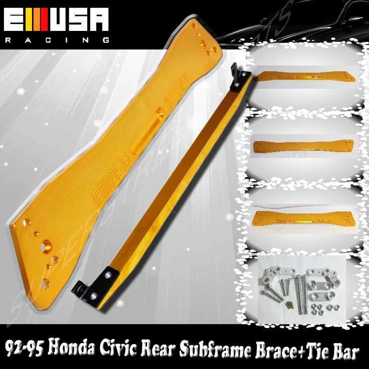 Brazo de control inferior trasero + barra de amarre + barra de subchasis DORADO para 92-95 Civic 93-97del Sol Foto 2 de 4