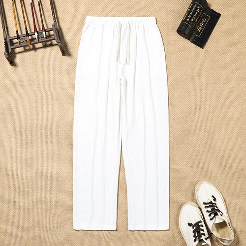 Pantalone uomo jogger tempo libero tinta unita uomo casual gamba dritta fondo - Foto 7 di 17