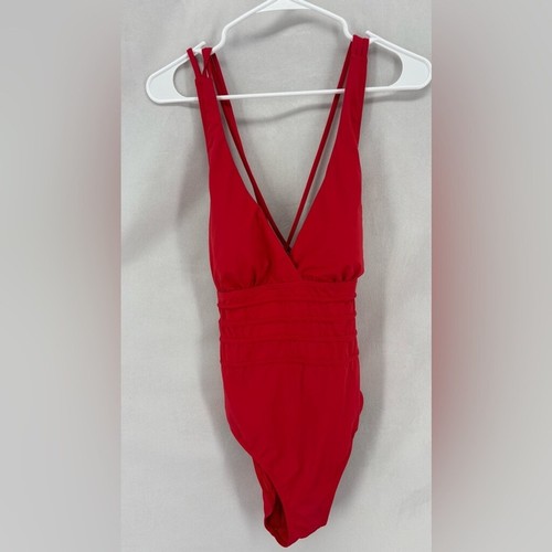 NWT Catherine Malandrino Red One-Piece Swimsuit v-neck swim women’s large - 第 2/7 張圖片