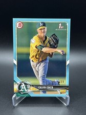 CALVIN COKER 2018 Bowman Draft Paper #/499 SKY BLUE PARALLEL BD-92 OAKLAND A'S