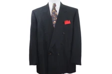 Canali Milano Mens Pure Wool Black Striped Italian Blazer Jacket Sport Coat 48 L