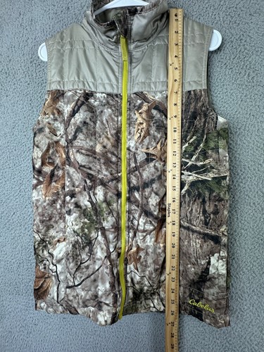 Cabelas Puffer Vest Youth XL Brown Full Zip Camouflage Camping Hunting - Picture 6 of 17