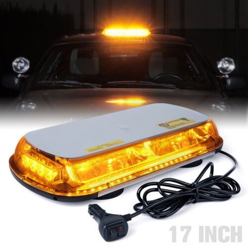 Xprite 17" Amber 44LED Strobe Light Bar 360 Coverage Car Truck Emergency Warning - Picture 1 of 7