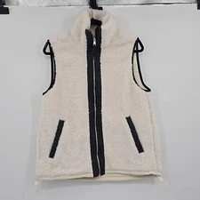 Abercrombie & Fitch Off White Faux Fur Full Zip  Vest Women's Size M
