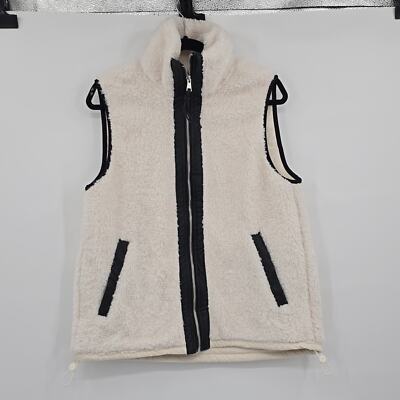 Abercrombie & Fitch Off White Faux Fur Full Zip  Vest Women's Size M