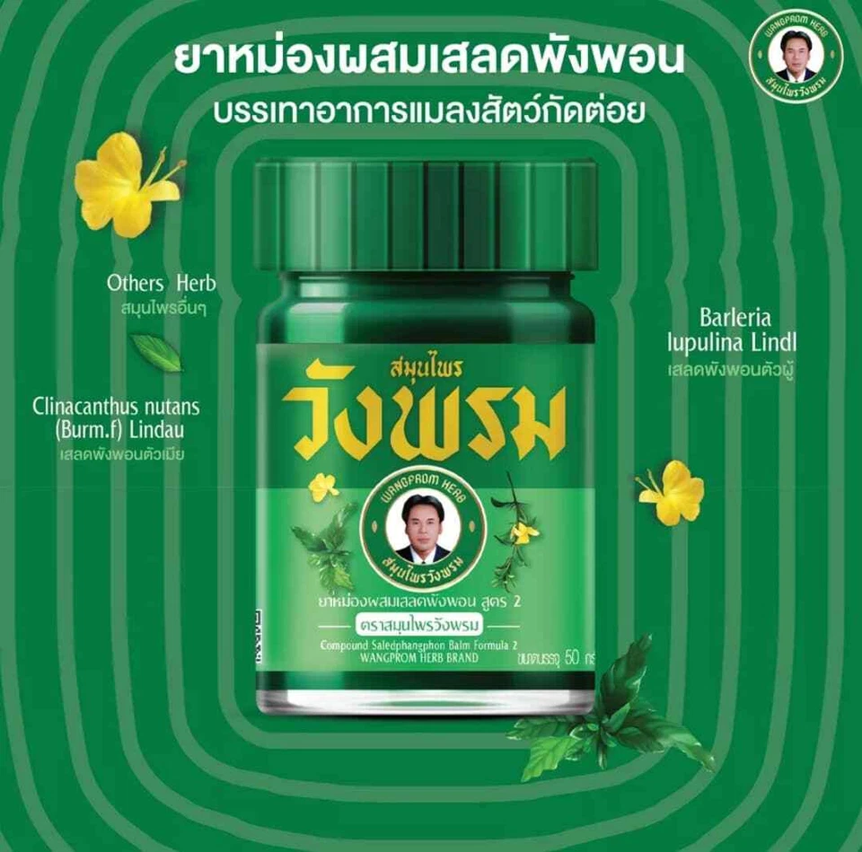 Wangphrom Bálsamo Tailandés Verde y Amarillo 5g X12 X24 Alivio Tradicional Tailandés del Dolor Foto 4 de 4