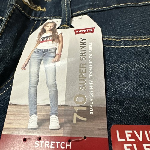 Levis 710 Girls Size 8 Blue Super Skinny Flex Stretch Denim Jeans NWT! A175 - Picture 4 of 7