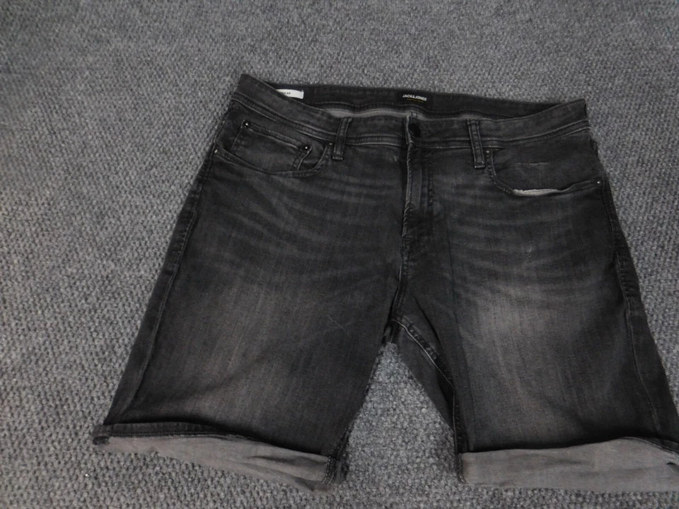 Pantalones Cortos Jack & Jones Para Hombre 37 Negro Denim Jean Regular Foto 2 de 4