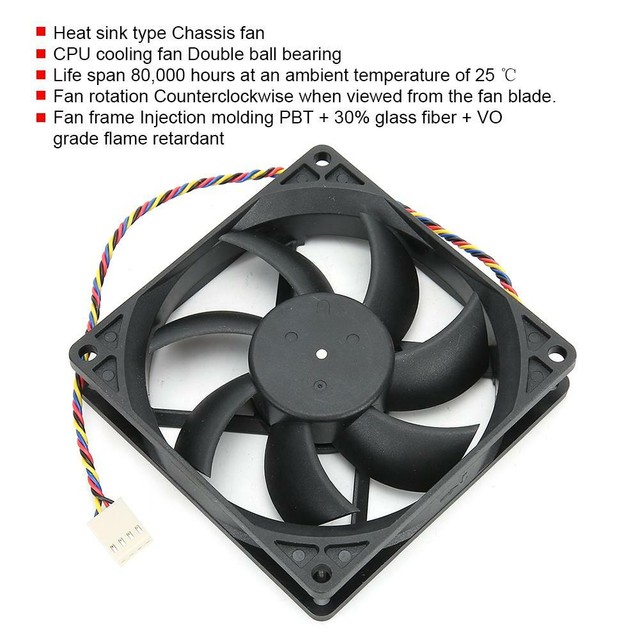 Heat Sink Fan 9CM Dual Ball 4Pin PWM Temperature Control CPU Cooler