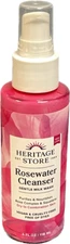 Heritage Store Rosewater Cleanser | Vegan | 4oz/118ml. EXP-06/2024 NEW