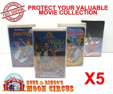 5x VHS MOVIE LARGE CLAMSHELL (SIZE C) CLEAR PLASTIC PROTECTIVE BOX PROTECTORS