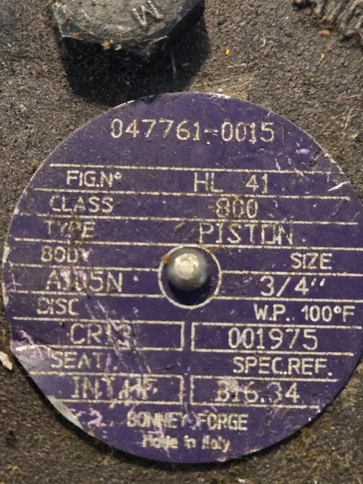 Bonney Forge Piston Check Valve 047761-0015 | 3/4"-800 | HL 41 - Image 3 of 4