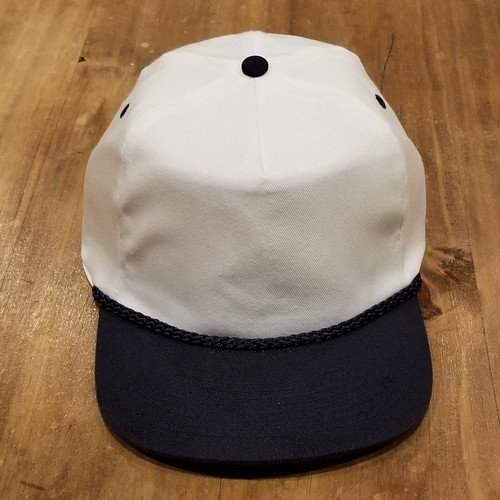 Vintage Blank Hat Cap Snapback Blue Navy White Rope Trucker 90s Golf Trucker