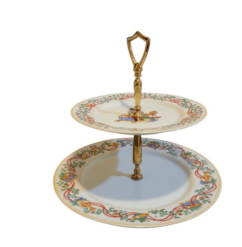 Christmas Nutcracker 2-Tiered Serving Tray Plates Block Spal Whimsy Portugal 90s - Picture 4 of 12
