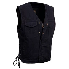 Milwaukee Leather 3013 Men's 'Brute' Black Denim Club Style Motorcycle Vest