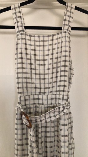 American Eagle Plaid Romper Jumpsuit Black Cream Size Small NWT - Picture 2 of 4