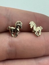 Vintage 14k Yellow Gold Horse Pony Stud Earrings
