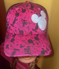 Disney Parks Mickey Mouse Youth Pink Black Rhinestones Adjustable Strapback Hat