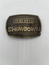 VINTAGE 1976 GEHL SHOWDOWN TRACTOR COMPANY BRASSTONE BELT BUCKLE
