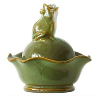 Singing Frog - Ceramic Indoor Water Feature / Fountain - Green / White / Brown Singing Frog - Ceramic Indoor Water Feature / Fountain - Green / White / Brown