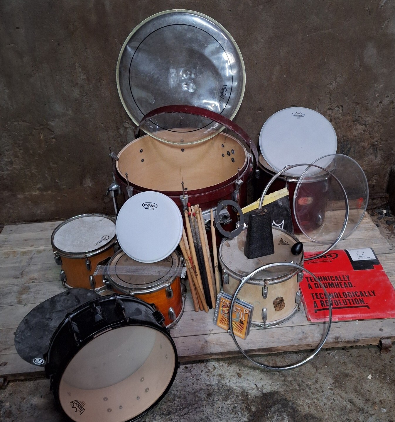 Job Lot of Drums Drum Parts Skins Shells Sticks Mapex Pearl Some New